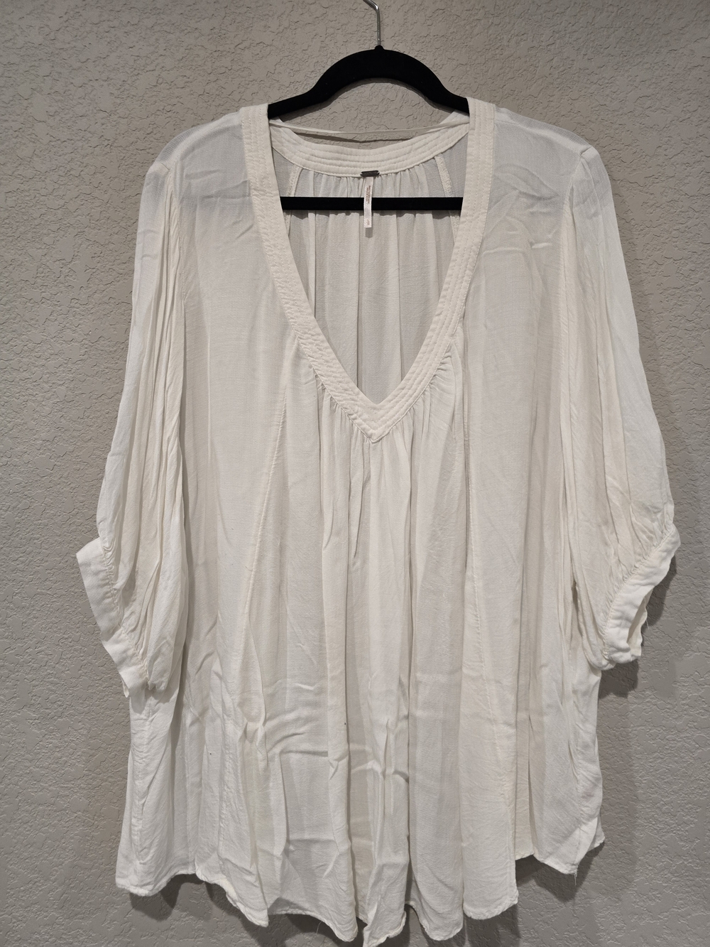 Free People Women's V-Neck Gauze Tunic Top - Ivory